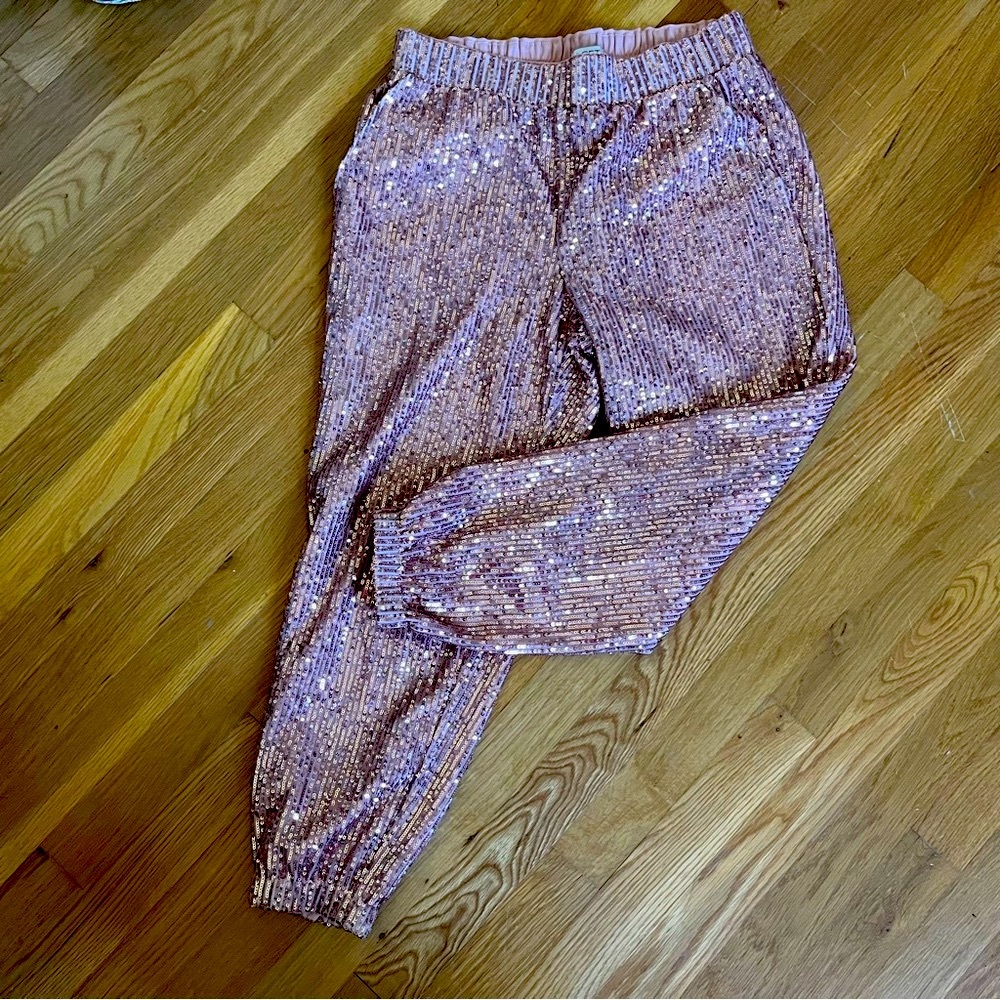 Ann Taylor Loft rose gold sequin pants - Size Small